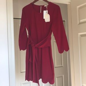 Beautiful crimson red scalloped dress